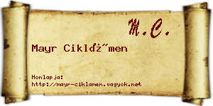 Mayr Ciklámen névjegykártya
